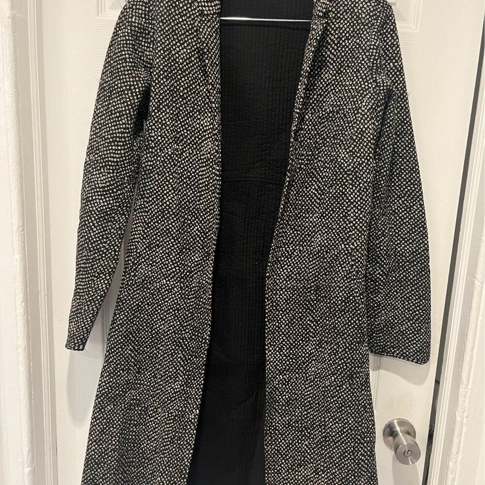 Bamyan Paris Quilted 100% Cotton Hand Printed Open Women’s Jacket size M, B&W - Picture 1 of 7